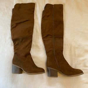 Over the knee suede boots